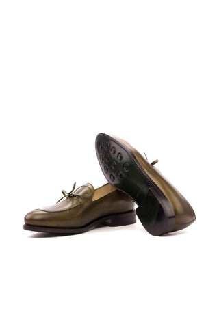 Ambrogio Bespoke Custom Olive Leather Loafers (AMB2171)-AmbrogioShoes