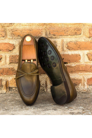 Ambrogio Bespoke Custom Olive Leather Loafers (AMB2171)-AmbrogioShoes