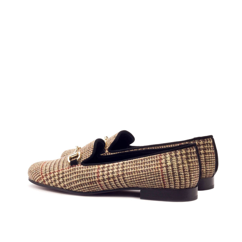 Ambrogio 3371 Bespoke Custom Women's Shoes Beige & Black Fabric / Suede Leather Rose Loafers (AMBW1051)-AmbrogioShoes