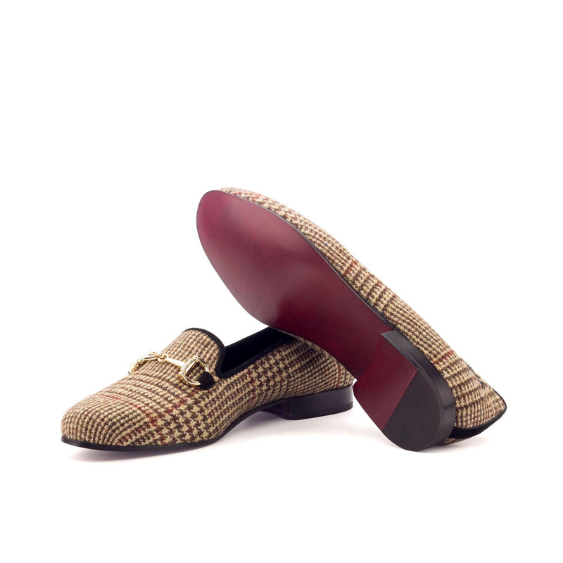 Ambrogio 3371 Bespoke Custom Women's Shoes Beige & Black Fabric / Suede Leather Rose Loafers (AMBW1051)-AmbrogioShoes