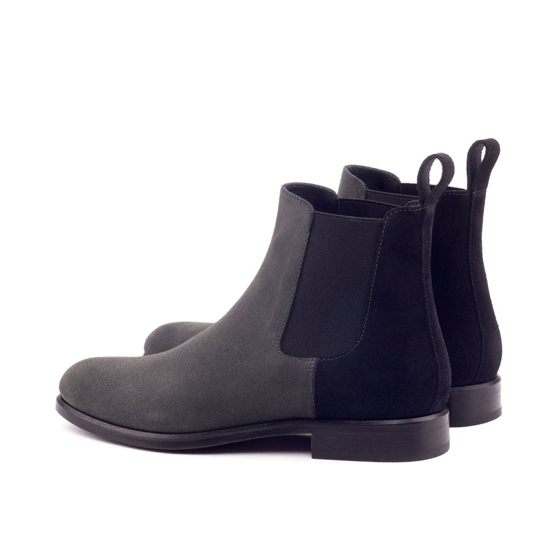 Ambrogio 3203 Bespoke Custom Women's Shoes Black & Gray Suede Leather Chelsea Boots (AMBW1087)-AmbrogioShoes