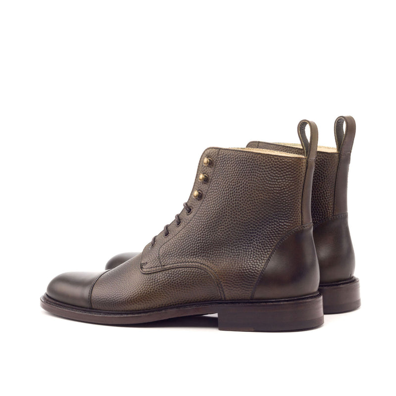Ambrogio 3078 Bespoke Custom Women's Shoes Brown Pebble Grain / Suede Leather Cap-Toe Boots (AMBW1019)-AmbrogioShoes