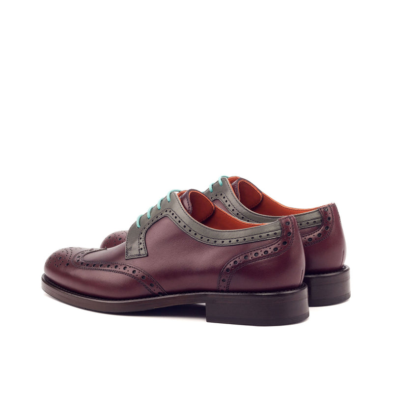 Ambrogio 3416 Bespoke Custom Women's Shoes Burgundy & Gray Suede Leather Derby Oxfords (AMBW1025)-AmbrogioShoes