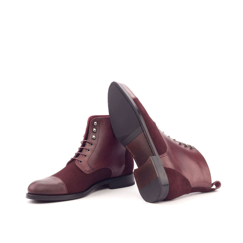 Ambrogio 3181 Bespoke Custom Women's Shoes Burgundy Suede / Calf-Skin Leather Brogue Boots (AMBW1044)-AmbrogioShoes