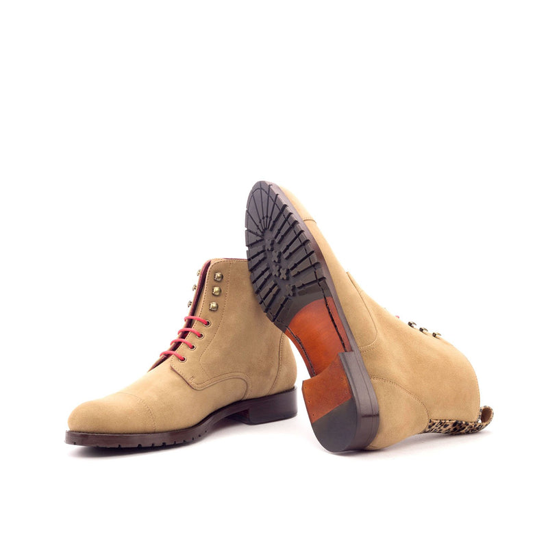 Ambrogio 3364 Bespoke Custom Women's Shoes Camel Fabric / Suede Leather Cap-Toe Boots (AMBW1017)-AmbrogioShoes