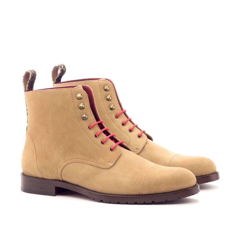 Ambrogio 3364 Bespoke Custom Women's Shoes Camel Fabric / Suede Leather Cap-Toe Boots (AMBW1017)-AmbrogioShoes