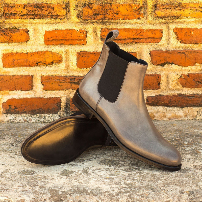 Ambrogio 4266 Bespoke Custom Women's Shoes Gray Fabric / Polished Suede Leather Chelsea Boots (AMBW1016)-AmbrogioShoes