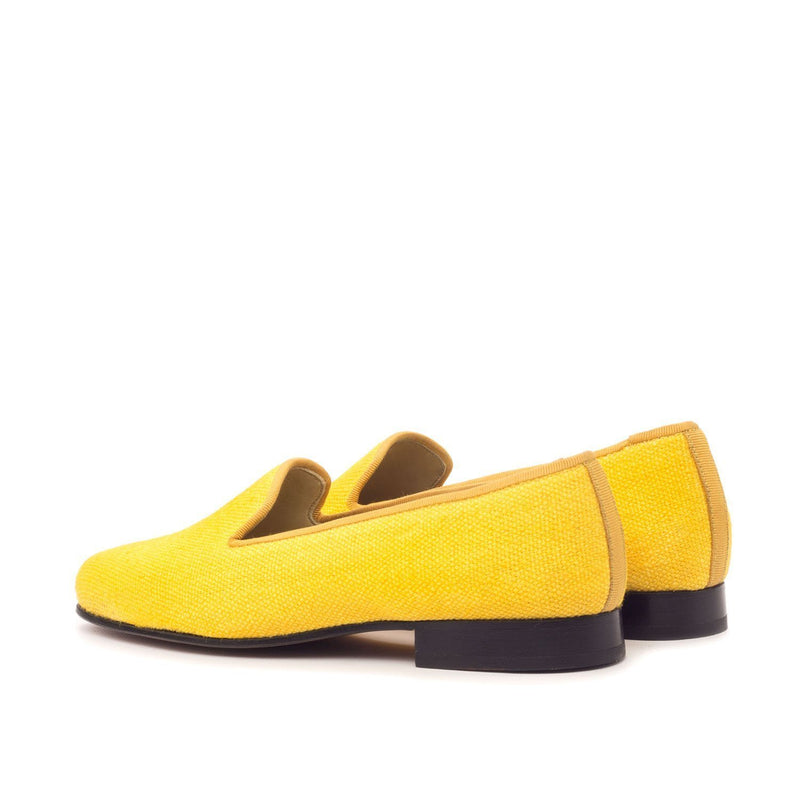 Ambrogio 3442 Bespoke Custom Women's Shoes Mustard Grossgrain / Linen Rose Loafers (AMBW1063)-AmbrogioShoes
