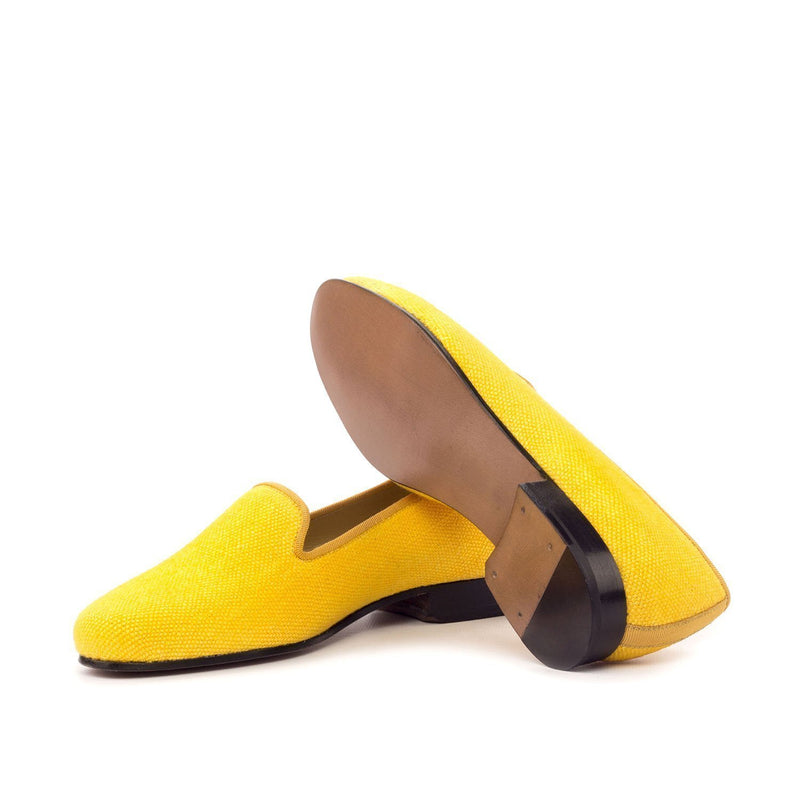 Ambrogio 3442 Bespoke Custom Women's Shoes Mustard Grossgrain / Linen Rose Loafers (AMBW1063)-AmbrogioShoes