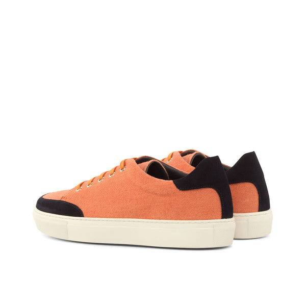 Ambrogio 4268 Bespoke Custom Women's Shoes Orange & Navy Linen / Lux Suede Leather Casual Sneakers (AMBW1000)-AmbrogioShoes