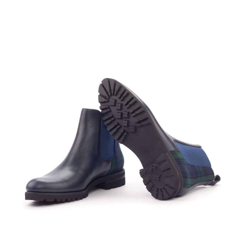 Ambrogio 3070 Bespoke Custom Women's Shoes Three-Tone Fabric / Pebble Grain Leather Chelsea Boots (AMBW1082)-AmbrogioShoes