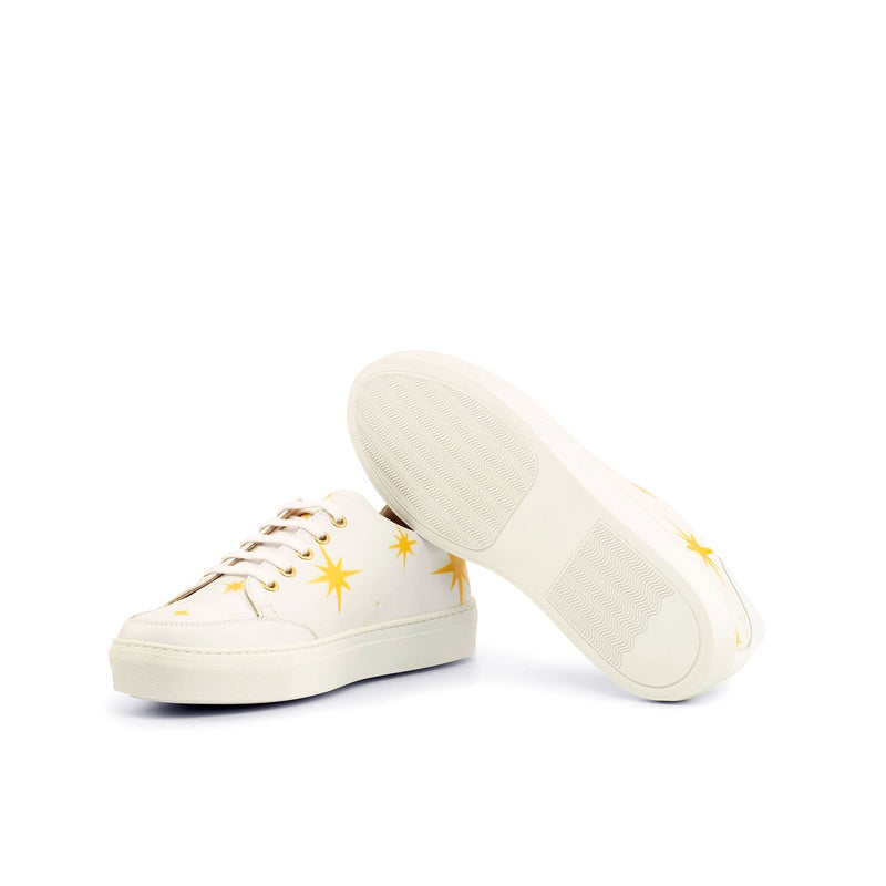 Ambrogio 4223 Bespoke Custom Women's Shoes White Calf-Skin Leather Trainer Sneakers (AMBW1075)-AmbrogioShoes