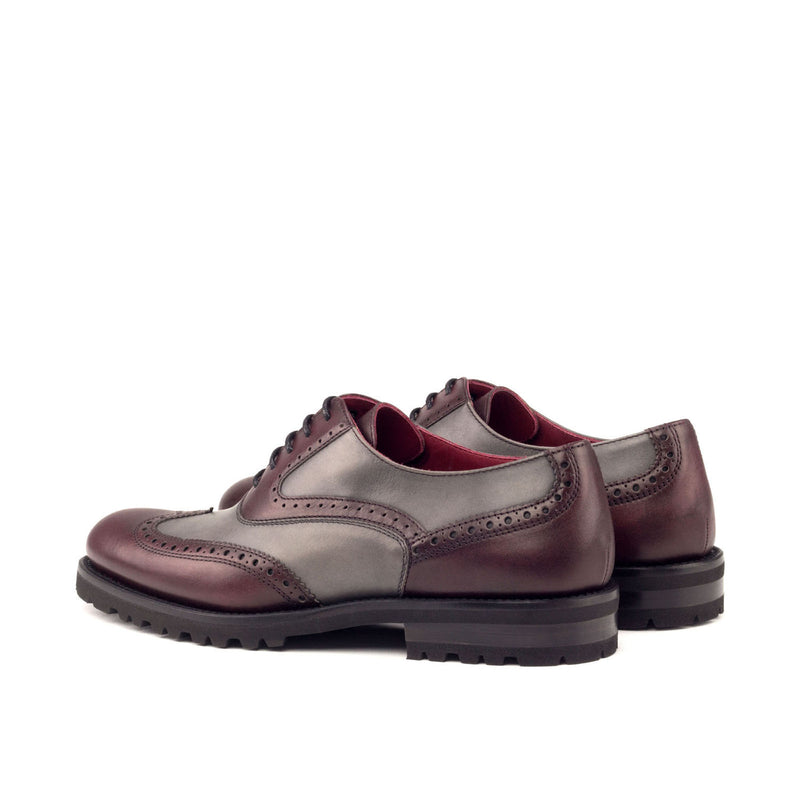 Ambrogio Bespoke Custom Women's Shoes Burgundy & Gray Calf-Skin Leather Wingtip Oxfords (AMBW1095)-AmbrogioShoes