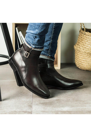 Ambrogio Bespoke Dark Brown Leather Jodhpur Boots (AMB2309)-AmbrogioShoes