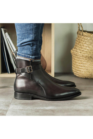 Ambrogio Bespoke Dark Brown Leather Jodhpur Boots (AMB2309)-AmbrogioShoes