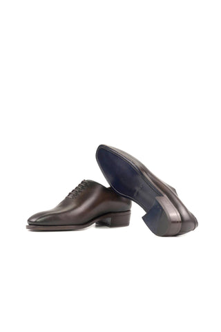 Ambrogio Bespoke Dark Brown Leather Whole-cut Oxfords (AMB2372)-AmbrogioShoes
