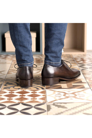 Ambrogio Bespoke Dark Brown Leather Whole-cut Oxfords (AMB2372)-AmbrogioShoes
