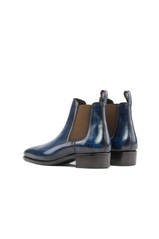 Ambrogio Bespoke Denim Patina Leather Chelsea Boots (AMB2293)-AmbrogioShoes