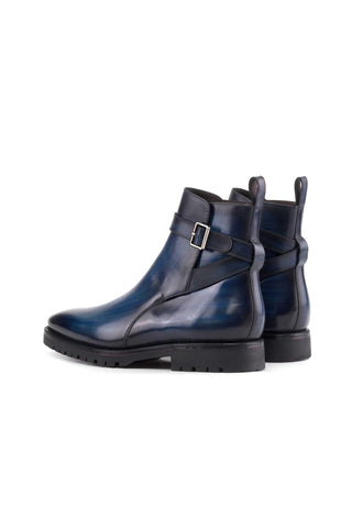 Ambrogio Bespoke Denim Patina Leather Jodhpur Boots (AMB2390)-AmbrogioShoes