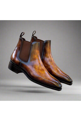 Ambrogio Bespoke Fire Patina Leather Chelsea Boots (AMB2414)-AmbrogioShoes