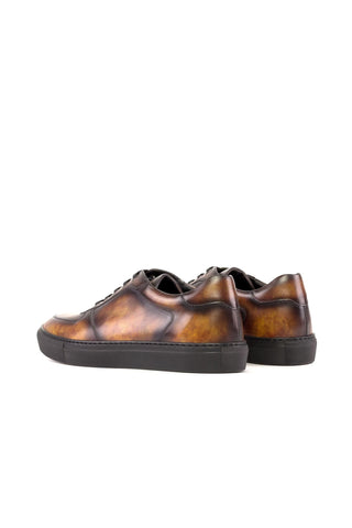 Ambrogio Bespoke Fire Patina Leather Trainer Sneakers (AMB2279)-AmbrogioShoes