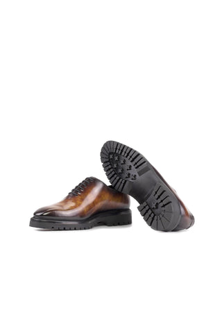 Ambrogio Bespoke Fire Patina Leather Wholecut Oxfords (AMB2406)-AmbrogioShoes