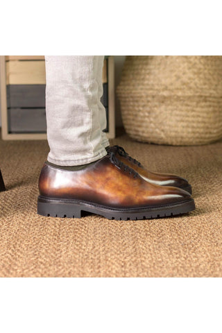 Ambrogio Bespoke Fire Patina Leather Wholecut Oxfords (AMB2406)-AmbrogioShoes