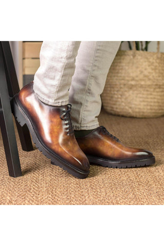 Ambrogio Bespoke Fire Patina Leather Wholecut Oxfords (AMB2406)-AmbrogioShoes