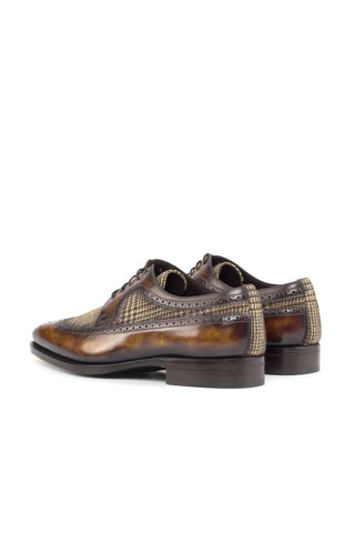 Ambrogio Bespoke Fire Tweed Fabric / Patina Leather Blucher Oxfords (AMB2260)-AmbrogioShoes