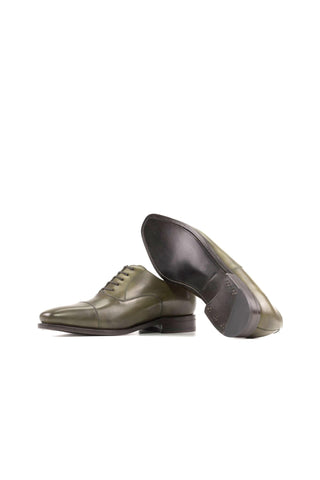 Ambrogio Bespoke Forest Green Leather Classic Cap Toe Oxfords (AMB2387)-AmbrogioShoes