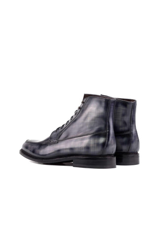 Ambrogio Bespoke Gray Patina Leather Moccasin Boots (AMB2402)-AmbrogioShoes