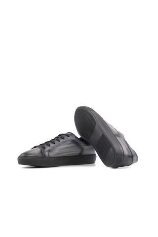 Ambrogio Bespoke Gray Patina Leather Trainer Sneakers (AMB2398)-AmbrogioShoes