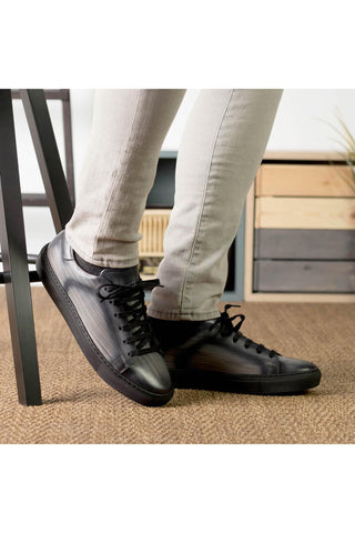 Ambrogio Bespoke Gray Patina Leather Trainer Sneakers (AMB2398)-AmbrogioShoes