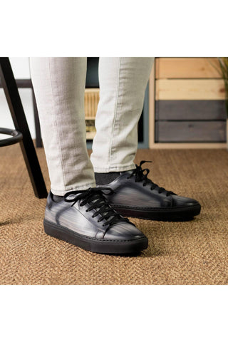 Ambrogio Bespoke Gray Patina Leather Trainer Sneakers (AMB2398)-AmbrogioShoes