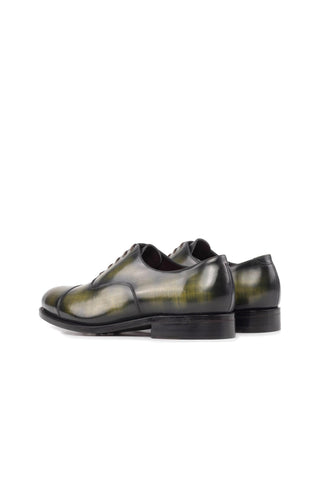 Ambrogio Bespoke Khaki Patina Leather Cap-Toe Oxfords (AMB2411)-AmbrogioShoes