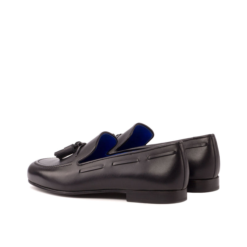 Ambrogio 3532 Bespoke Men's Shoes Black Calf-Skin Leather Tassels Loafers (AMB1325)-AmbrogioShoes