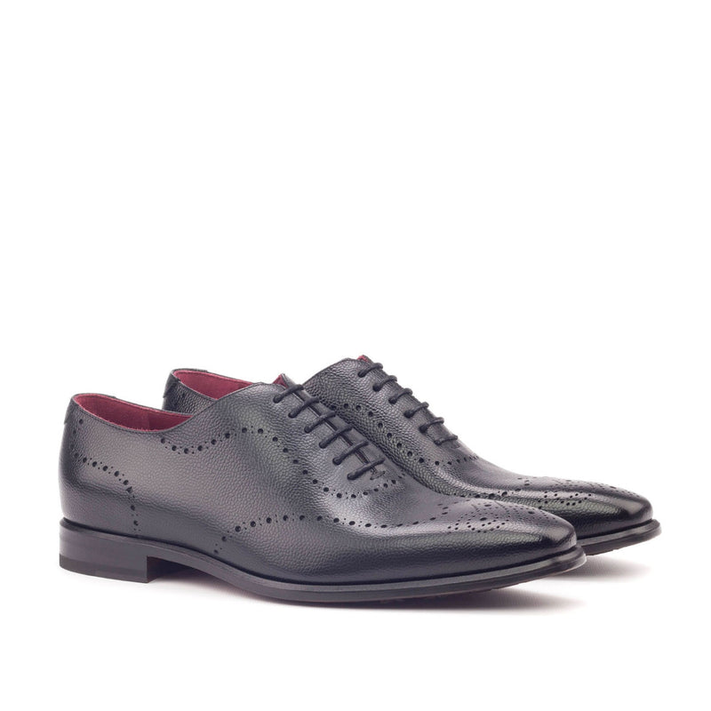 Ambrogio 2988 Bespoke Men's Shoes Black Pebble Grain Leather Dress Oxfords (AMB1302)-AmbrogioShoes