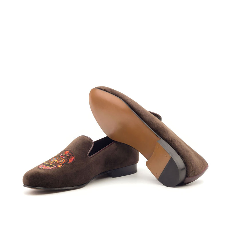 Ambrogio 2831 Bespoke Men's Shoes Brown Velvet Slip-On Loafers (AMB1317)-AmbrogioShoes