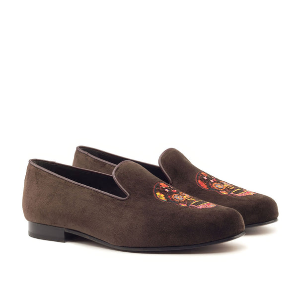 Ambrogio 2831 Bespoke Men's Shoes Brown Velvet Slip-On Loafers (AMB1317)-AmbrogioShoes