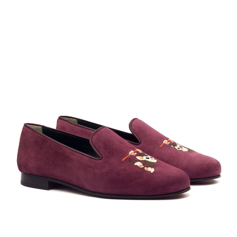 Ambrogio 2469 Bespoke Men's Shoes Burgundy Suede Leather Slip-On Loafers (AMB1318)-AmbrogioShoes