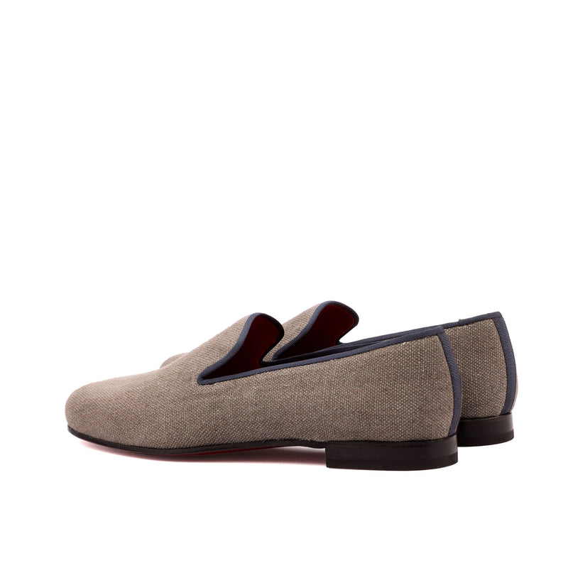 Ambrogio 3549 Bespoke Men's Shoes Gray Linen Fabric Slip-On Loafers (AMB1323)-AmbrogioShoes