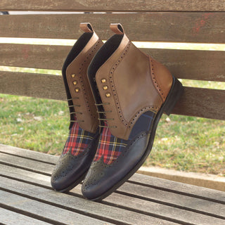 Ambrogio 2566 Bespoke Men's Shoes Multi-Color Calf-Skin Leather Military Brogue Boots (AMB1253)-AmbrogioShoes