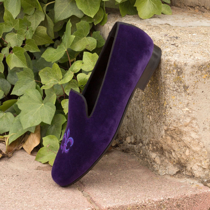 Ambrogio 2904 Bespoke Men's Shoes Purple Velvet Slip-On Loafers (AMB1316)-AmbrogioShoes