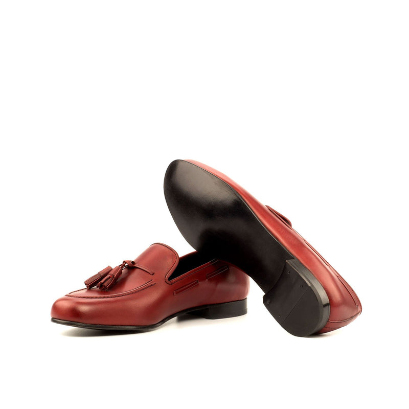 Ambrogio 3652 Bespoke Men's Shoes Red Calf-Skin Leather Tassels Loafers (AMB1311)-AmbrogioShoes