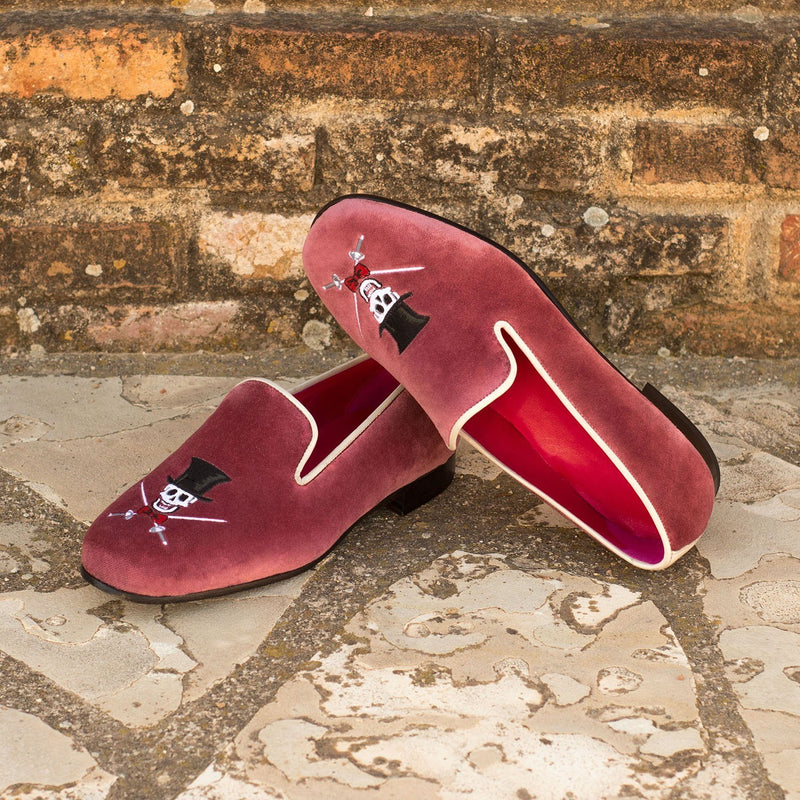 Ambrogio 3905 Bespoke Men's Shoes Red Velvet / Calf-Skin Leather Wellington Loafers (AMB1260)-AmbrogioShoes