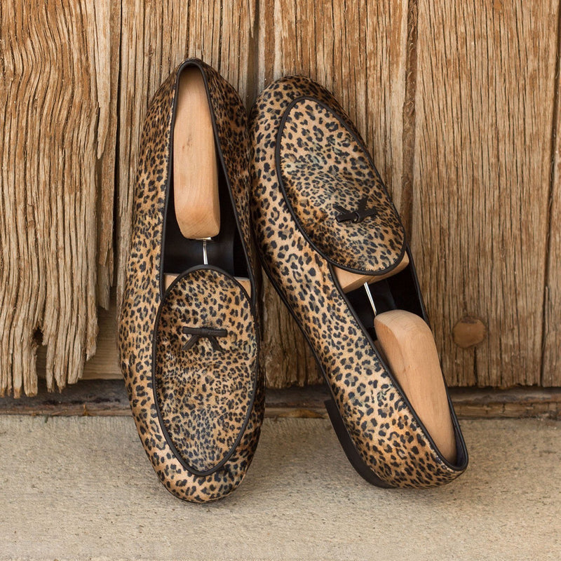 Ambrogio 3455 Bespoke Custom Men's Shoes Beige Fabric Belgian Loafers (AMB1768)-AmbrogioShoes