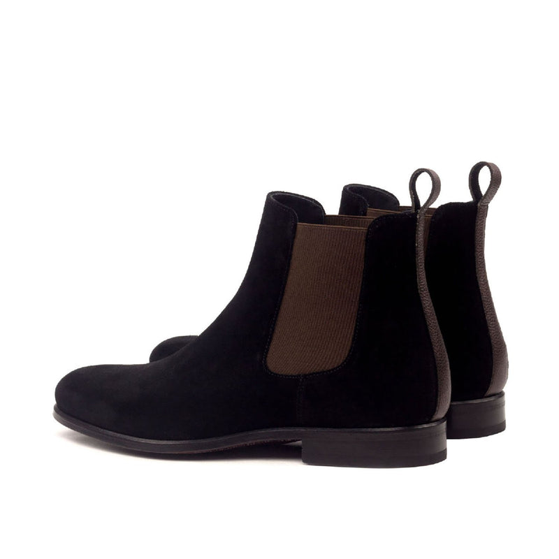 Ambrogio 2474 Bespoke Custom Men's Shoes Black & Dark Brown Suede / Full Grain Leather Chelsea Boots (AMB1777)-AmbrogioShoes
