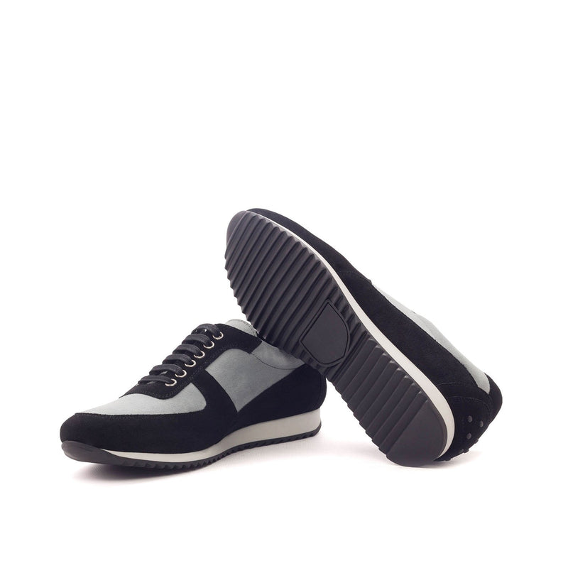 Ambrogio 3337 Bespoke Custom Men's Shoes Black & Gray Suede Leather Corsini Casual Sneakers (AMB1590)-AmbrogioShoes