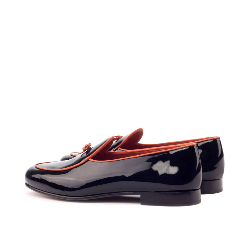 Ambrogio 3124 Bespoke Custom Men's Shoes Black Patent Leather Belgian Loafers (AMB1769)-AmbrogioShoes