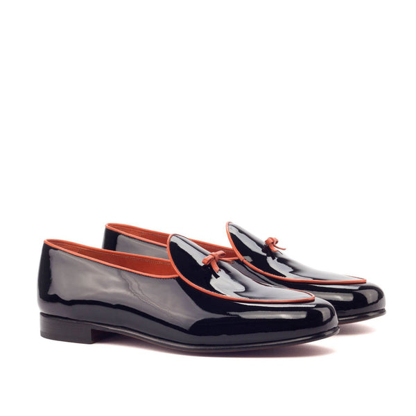 Ambrogio 3124 Bespoke Custom Men's Shoes Black Patent Leather Belgian Loafers (AMB1769)-AmbrogioShoes
